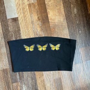 Black butterfly tube top